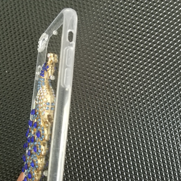 New Peacock Rhinestone Clear iPhone 8 Plus Case - Picture 3 of 5